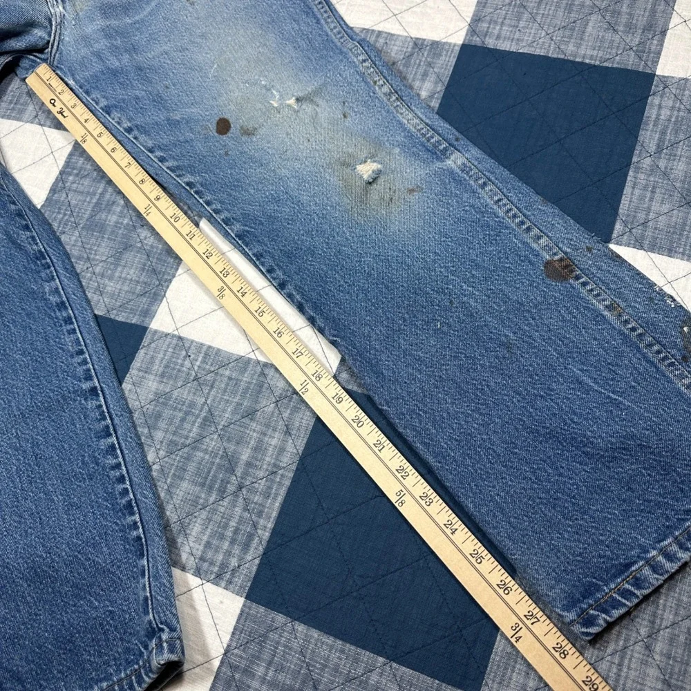 Vintage 70s BANDO Rustler Blue Denim Jeans Distressed Workwear 34x30 Costa Rica